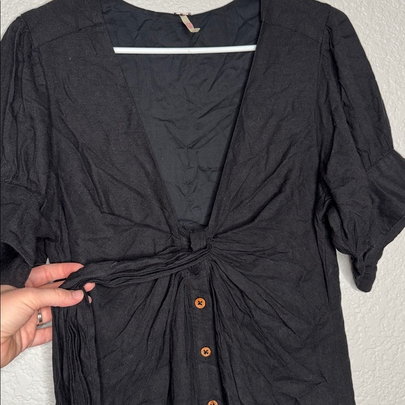 Free People Vintage Summer Ruched Button Midi Dress - Picture 6 of 9